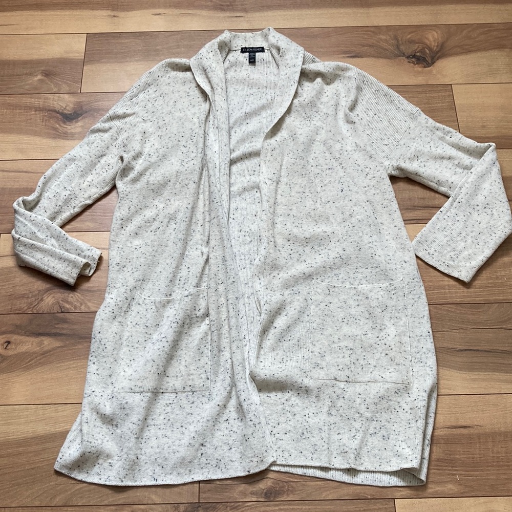 Eileen Fisher Oatmeal Open Front Cardigan. Size M